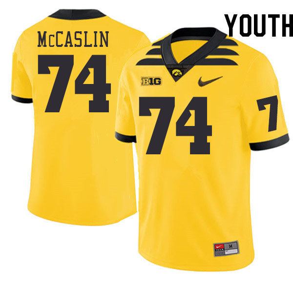 Youth #74 Bodey McCaslin Iowa Hawkeyes College Football Jerseys Stitched-Gold